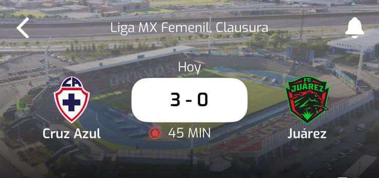 Va Cruz Azul femenil 3 a 0 contra Bravas de Juárez