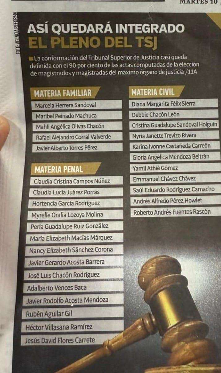 Checa cómo quedó integrado el TSJ
