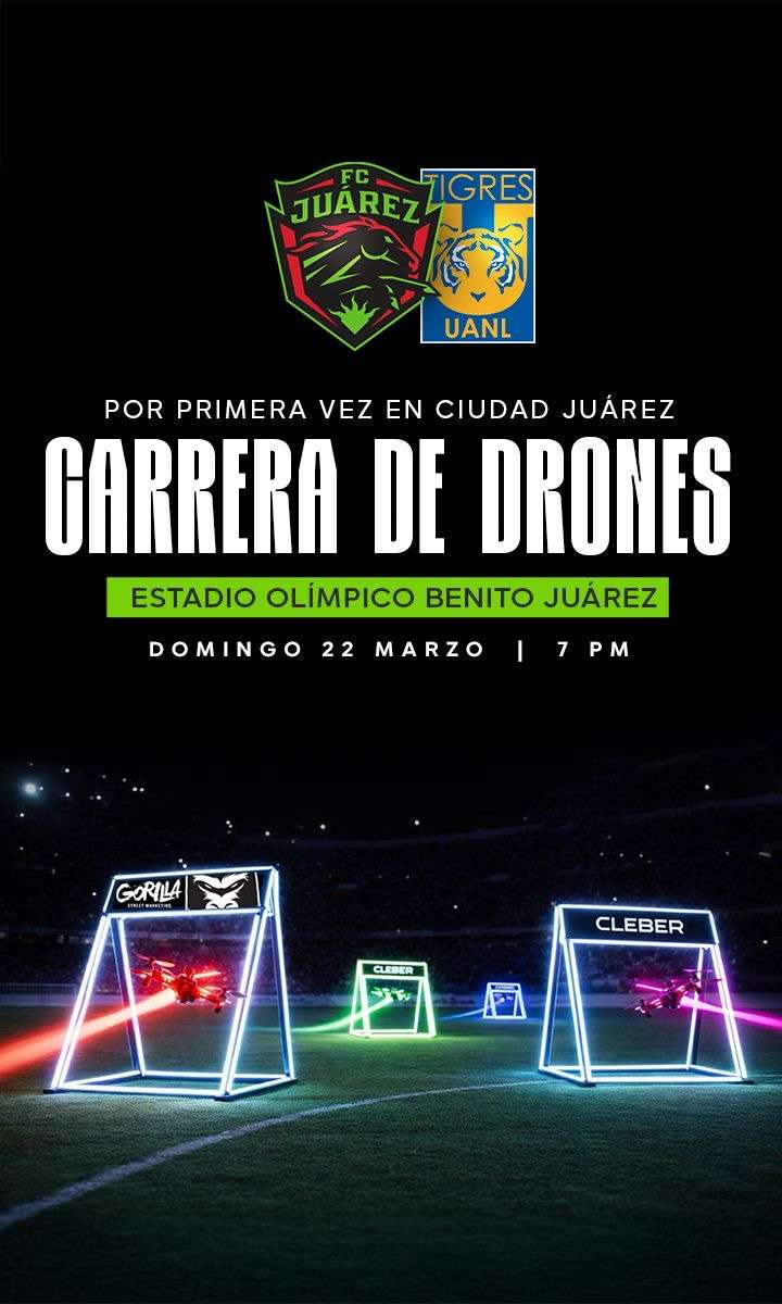 Anuncian carrera de drones durante partido de Bravos vs Tigres