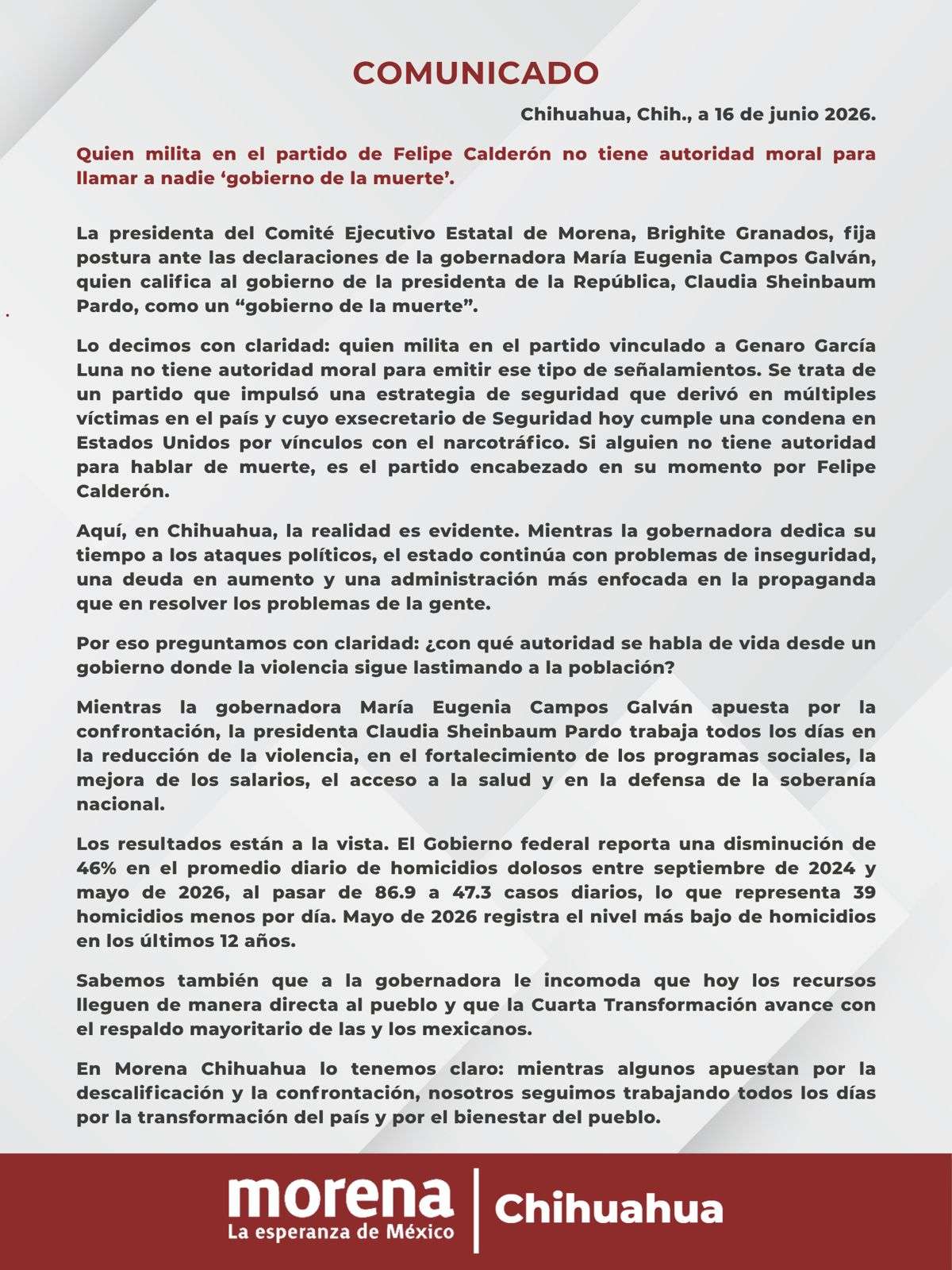 Acusa Morena falta de autoridad moral a gobierno estatal 