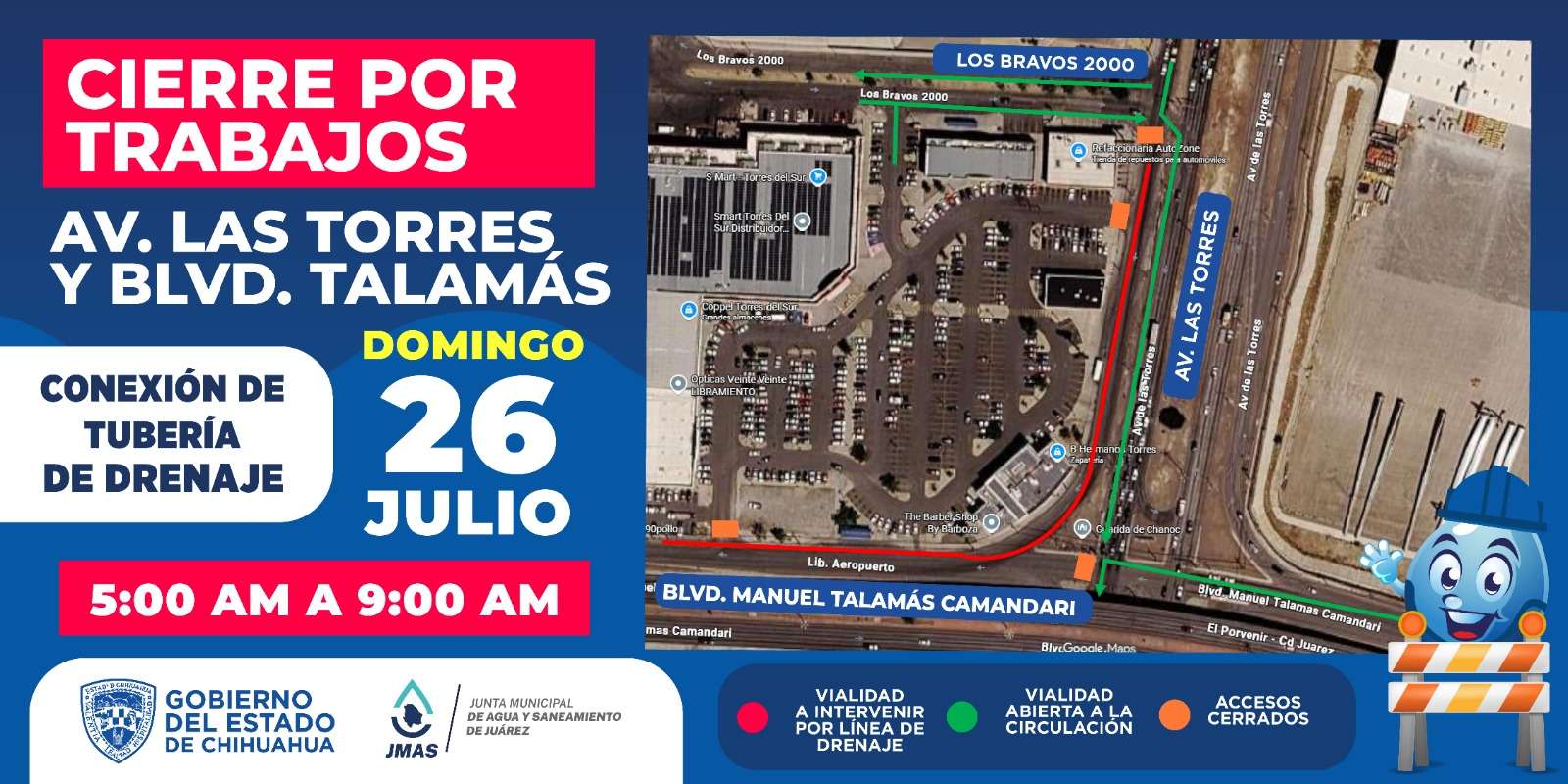 Trabajará JMAS en conexión de tubería para el colector de la Talamás 