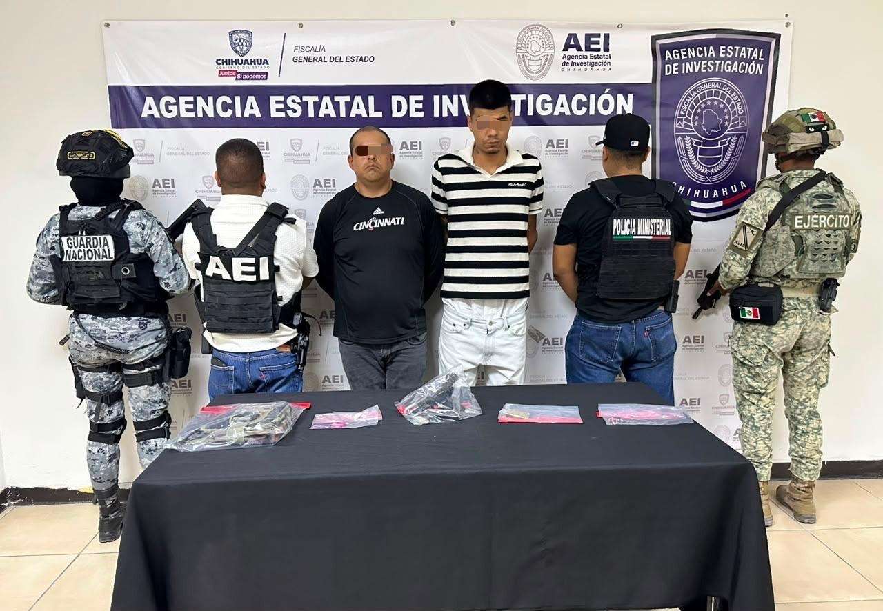 Detiene AEI en flagrancia a dos hombres con droga y arma