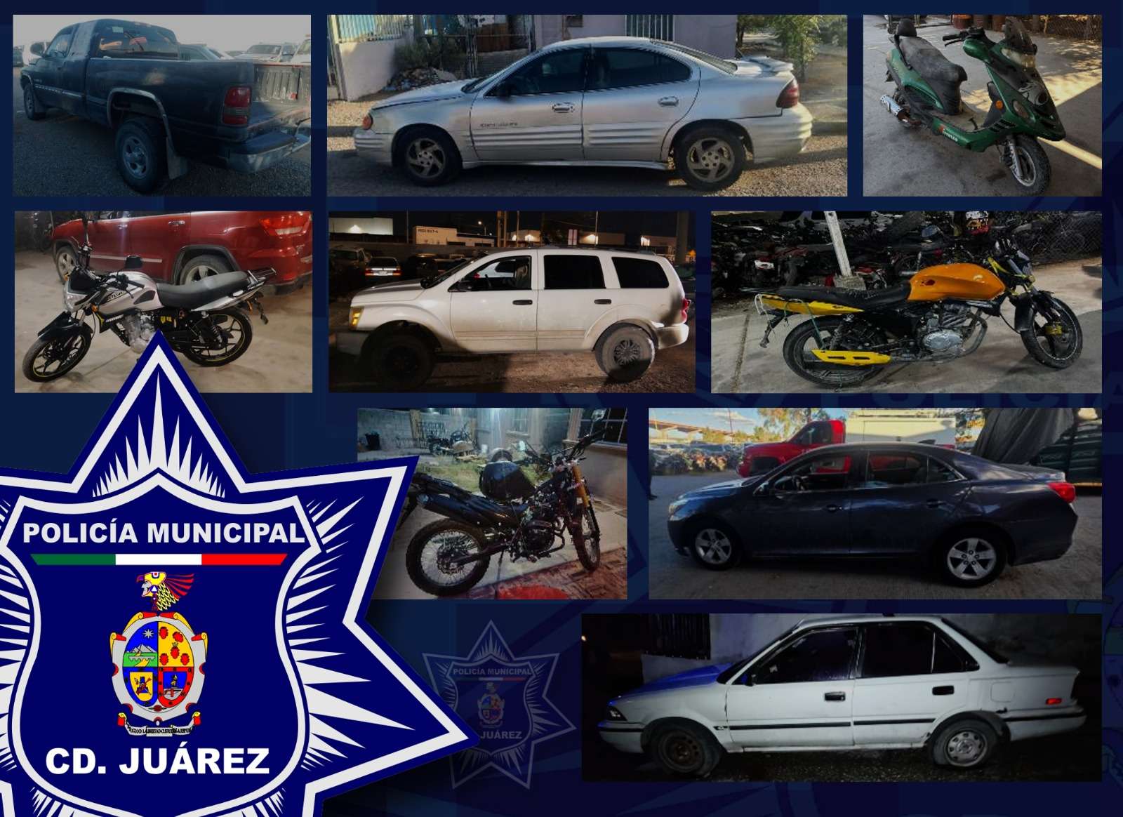 Recuperan municipales nueve vehículos robados