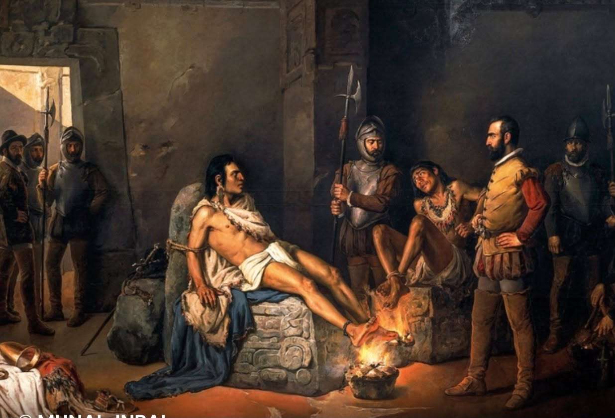 La tortura de Cortés a Cuauhtémoc